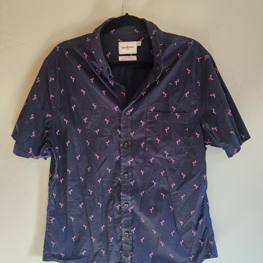 Goodfellow & Co Men's Navy Flamingo Print Shirt